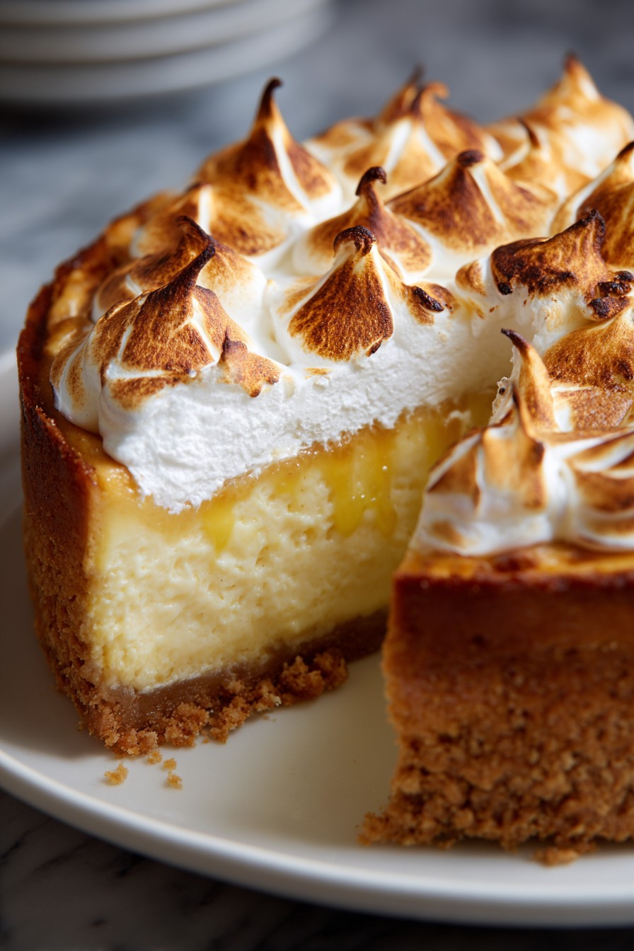 Baked Mango Meringue Cheesecake