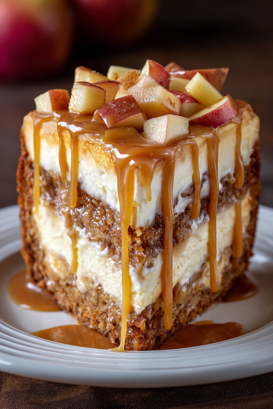 Caramel Apple Cheesecake Cake