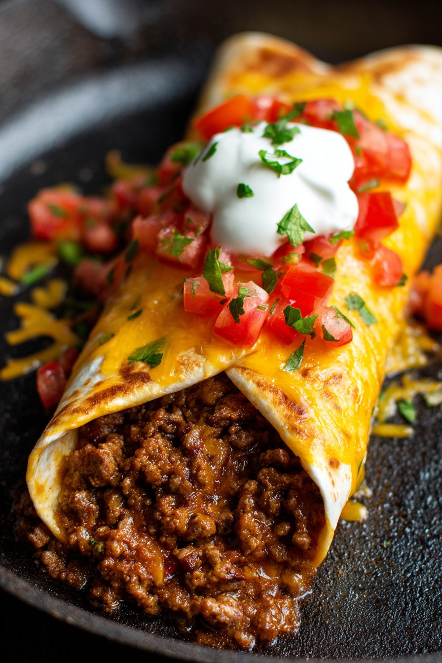 Cheesy Beef Fiesta Wraps