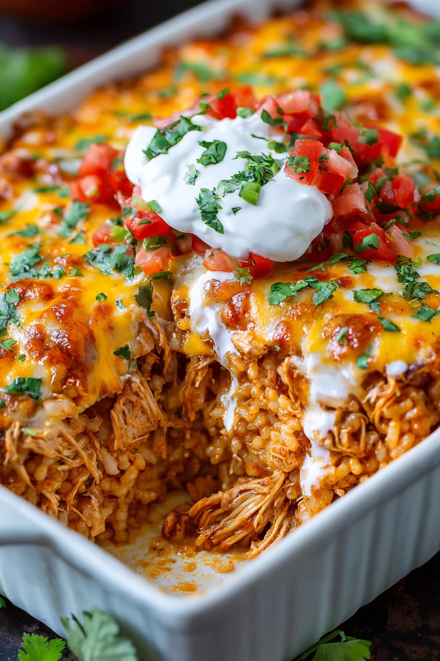 Chicken Enchilada Rice Casserole