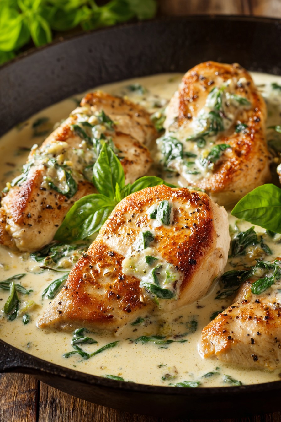 Chicken In Basil Cream Sauce
