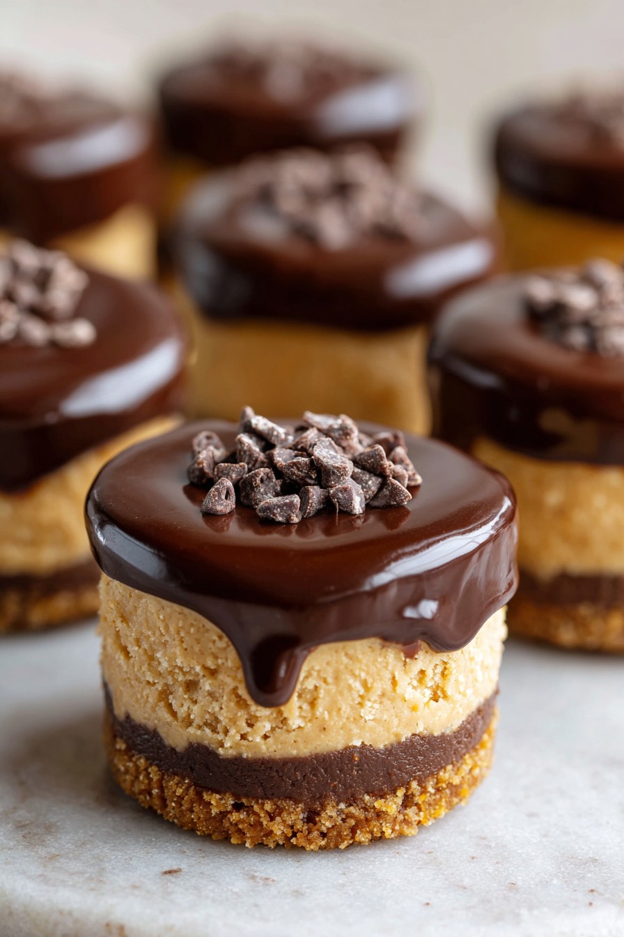 Chocolate Peanut Butter Mini Cheesecakes