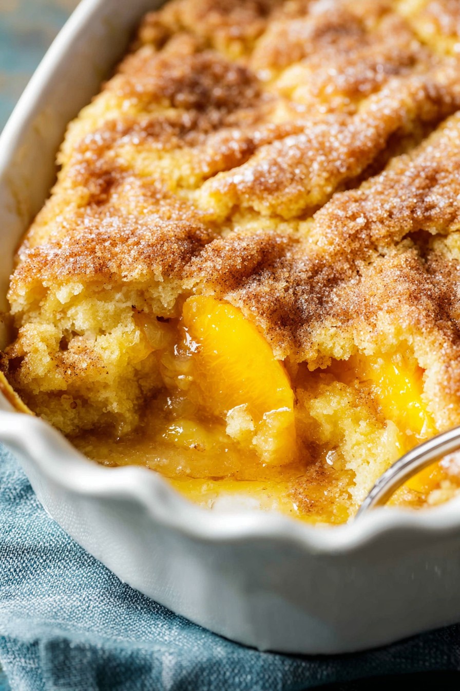 Cinnamon Sugar Peach Cobbler Dump Cake