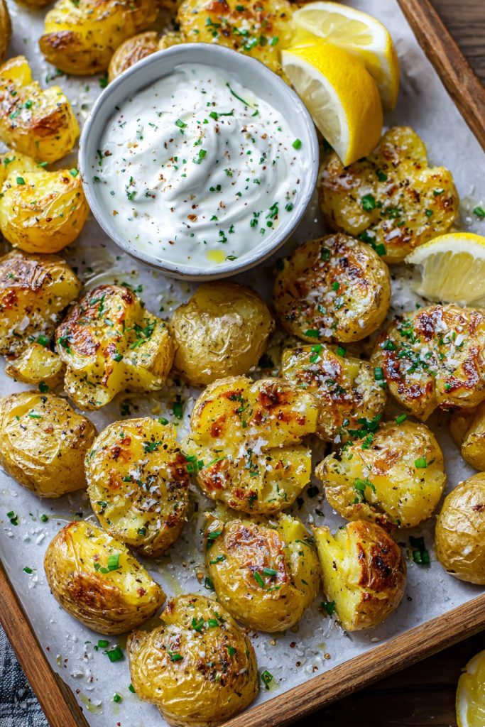 Crispy Smashed Potatoes with Lemon Garlic Dip: The Ultimate Comfort Food Hack