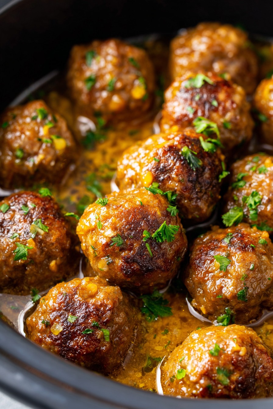 Crockpot Garlic Butter Meatballs