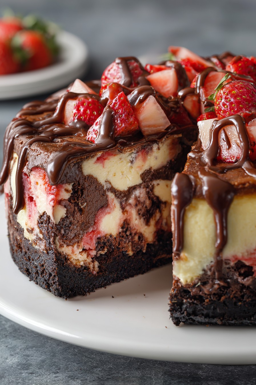 Double Chocolate Strawberry Cheesecake
