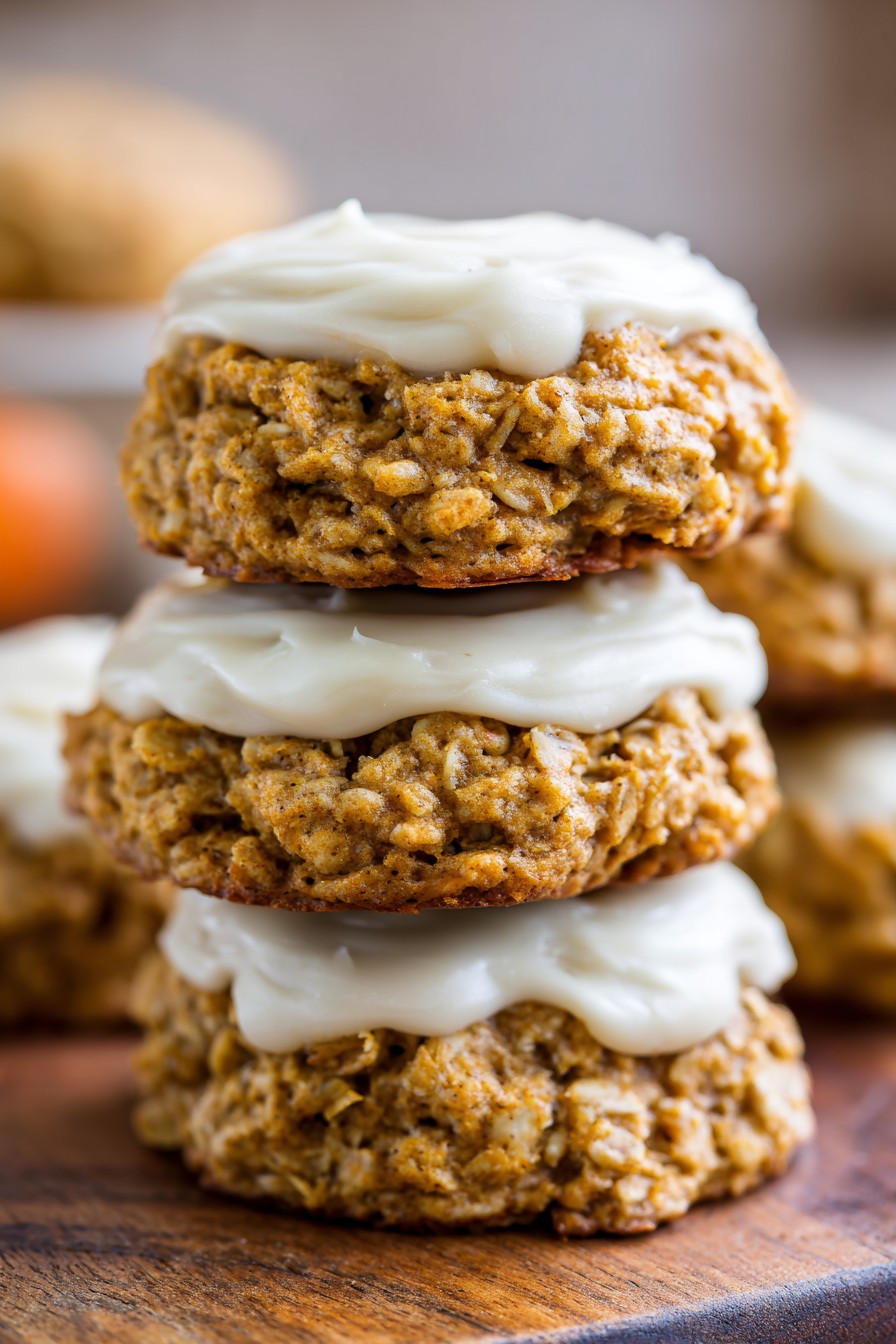 Frosted Pumpkin Oatmeal Cookies