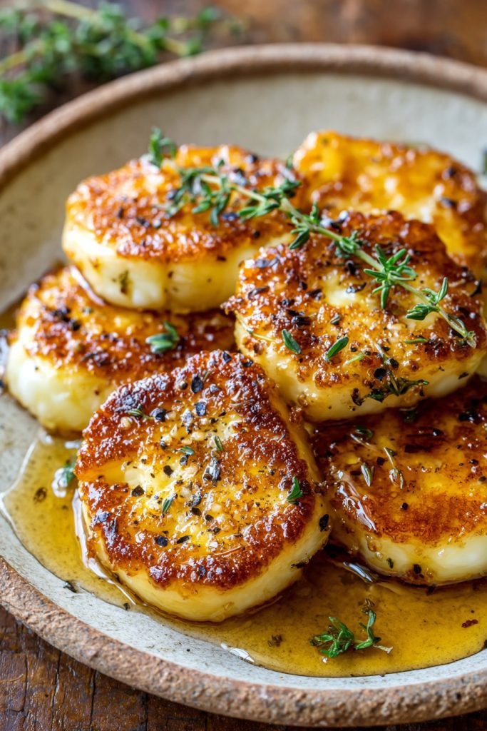 Golden Halloumi with Honey and Thyme: A Crispy, Cheesy Delight