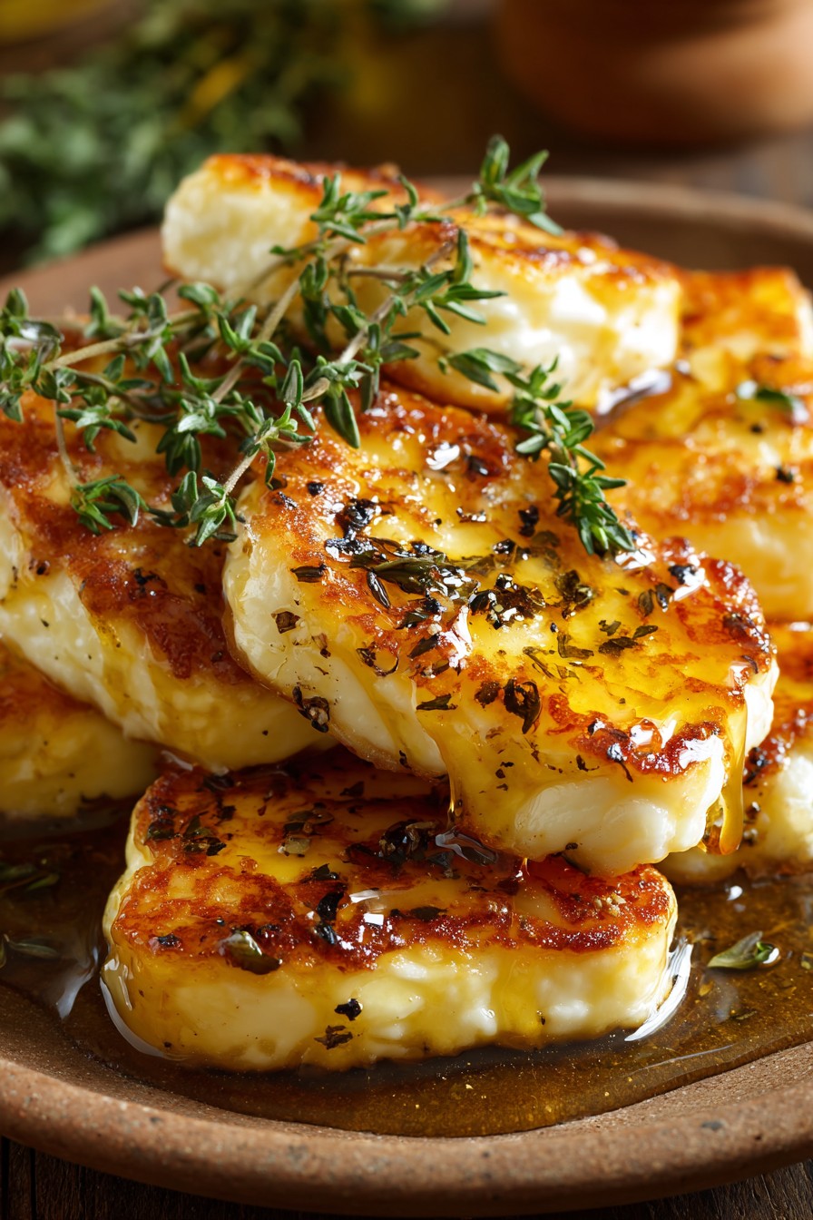 Golden Halloumi With Honey And Thyme