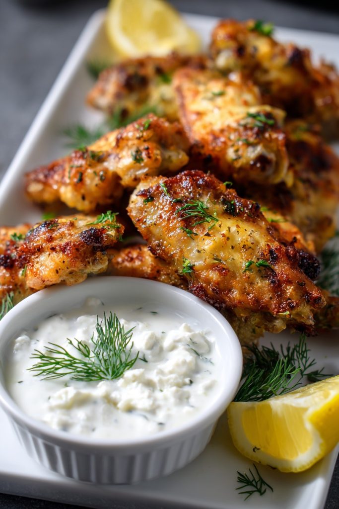 Greek Chicken Wings with Feta Dipping Sauce: A Flavor Fiesta!