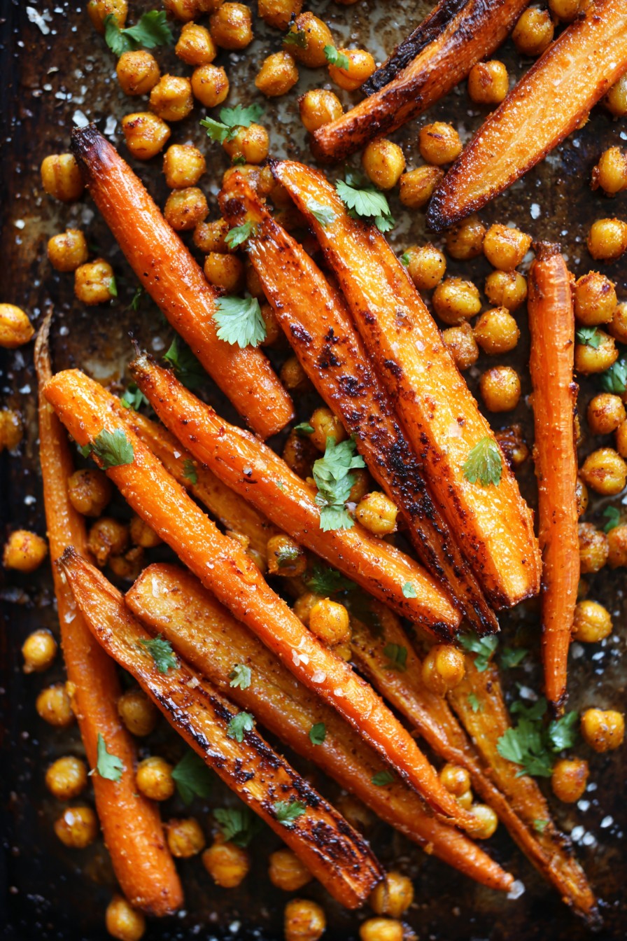 Harissa Carrots Crispy Chickpeas