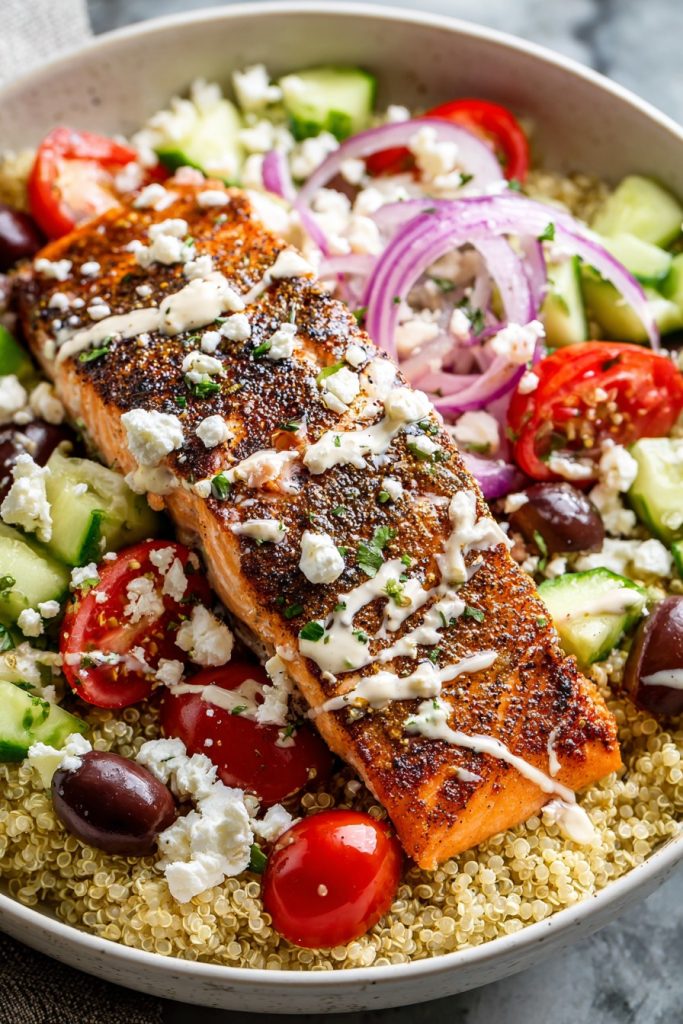 Mediterranean Salmon Bowl: A Flavor-Packed Journey to the Sea