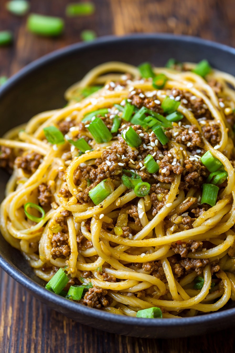 Mongolian Ground Beef Noodles