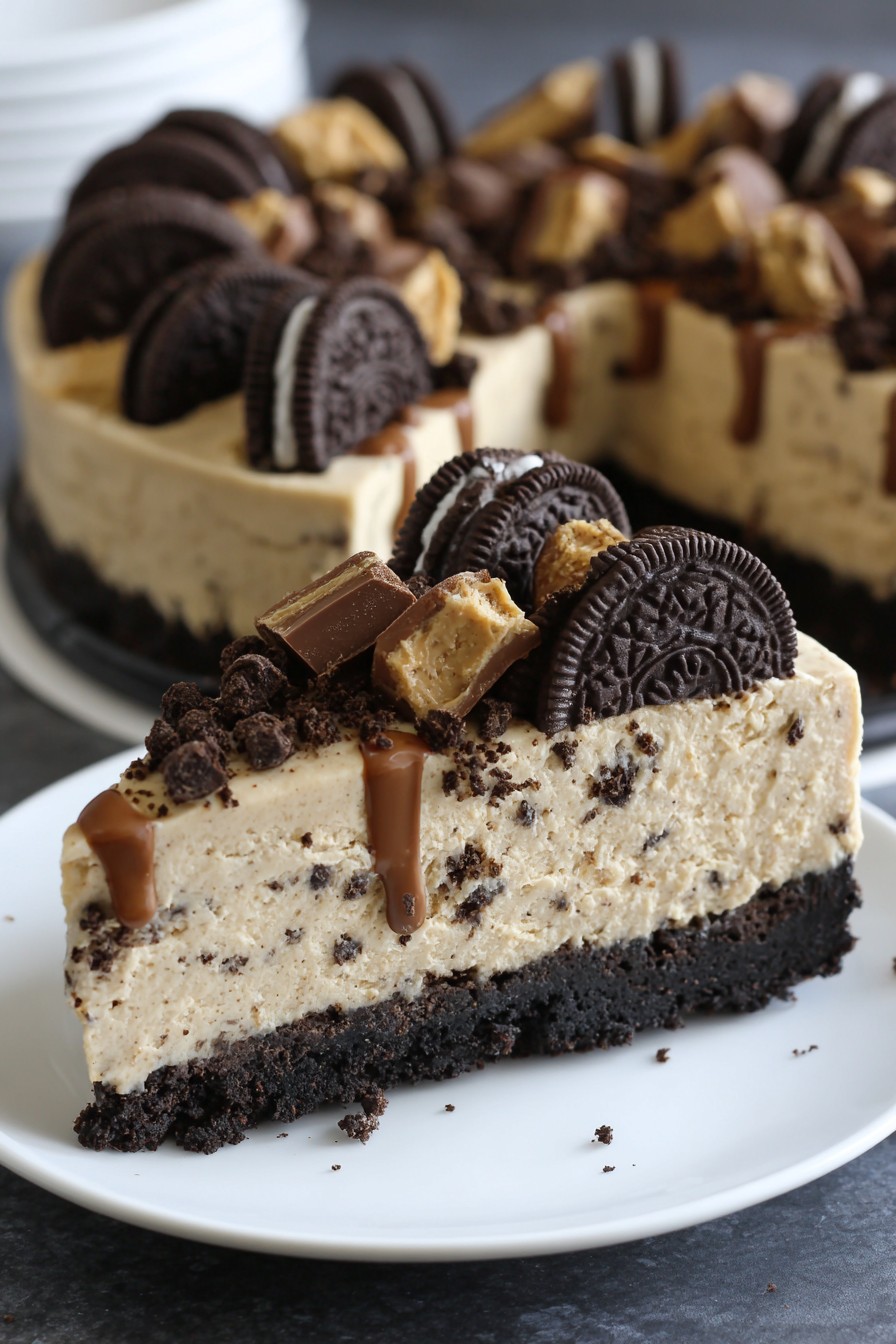 No Bake Oreo Peanut Butter Cheesecake