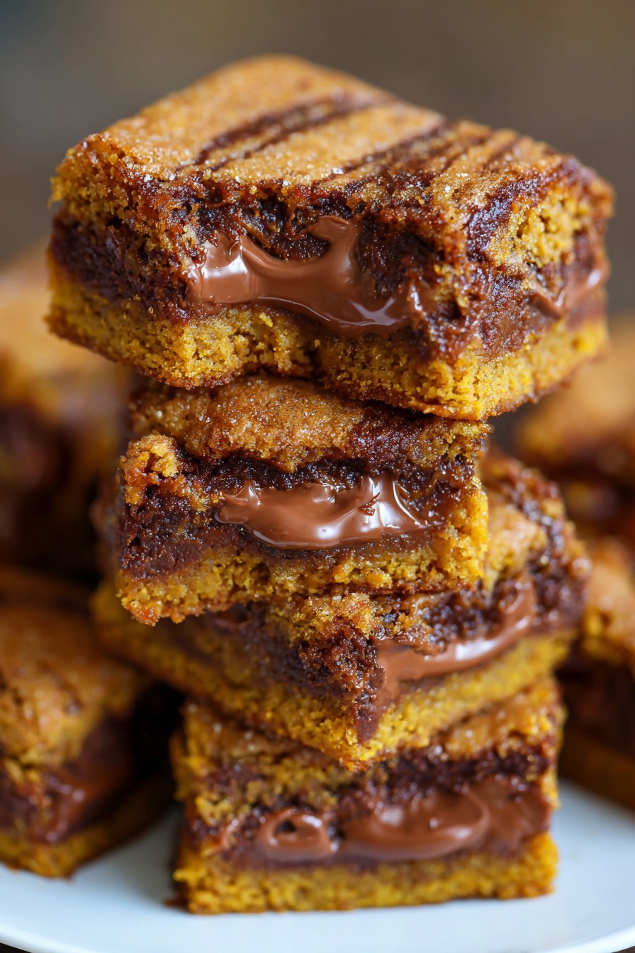 Nutella Stuffed Pumpkin Blondies