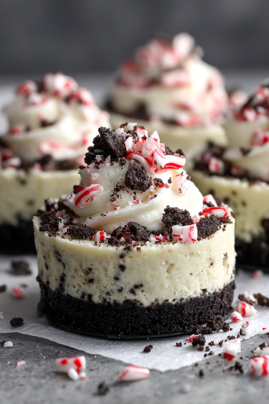 Oreo Peppermint Mini Cheesecakes