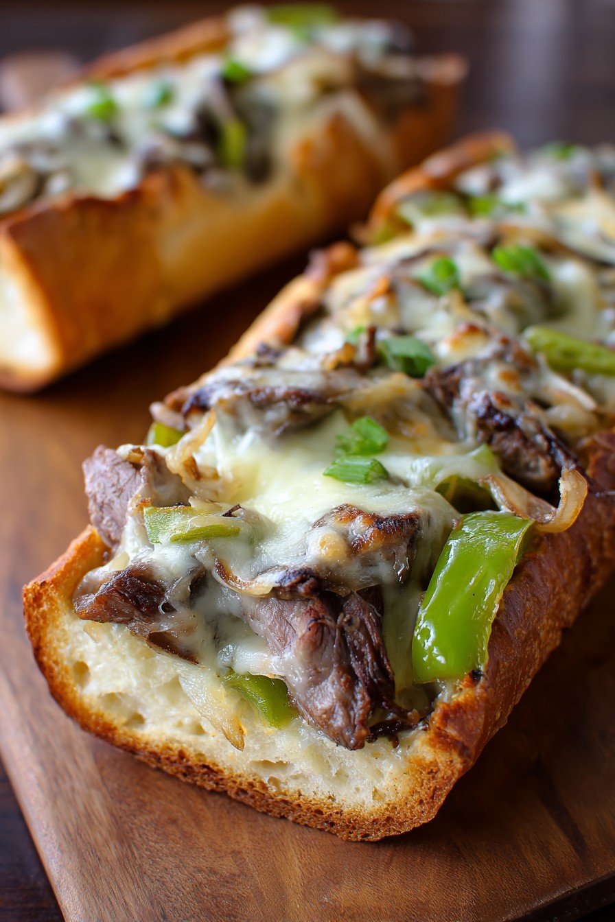 Philly Cheesesteak Cheesy Bread