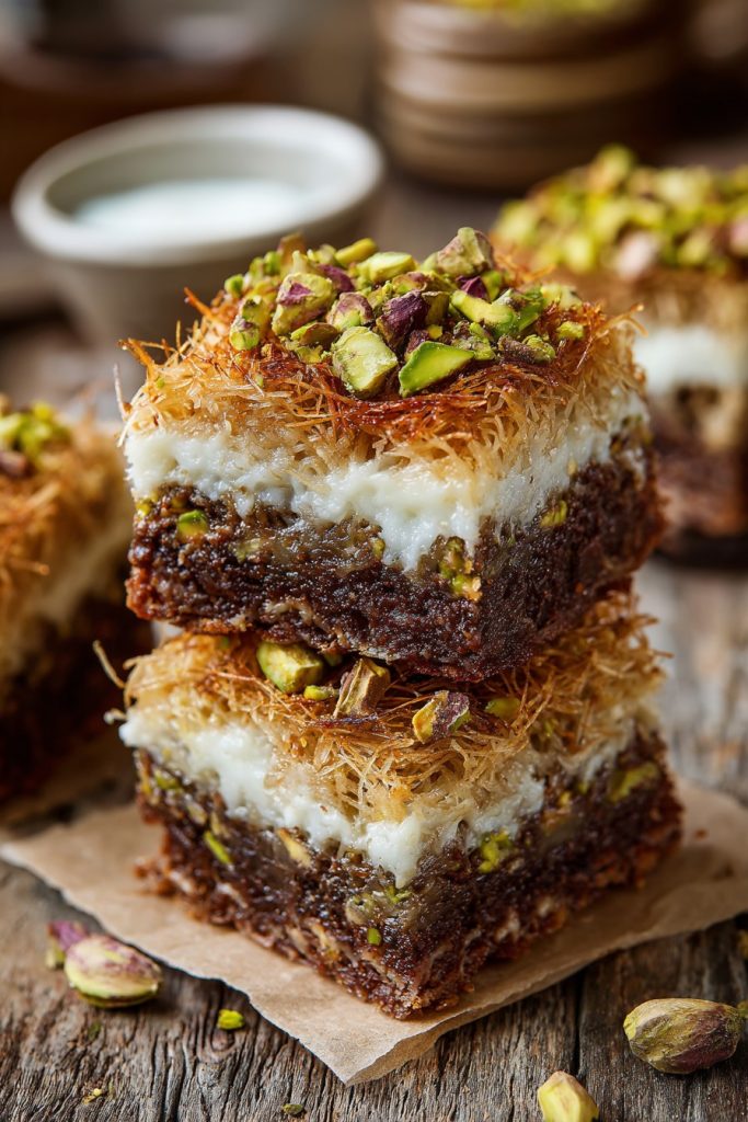 Pistachio Kunafa Brownies: A Middle Eastern Twist on a Classic