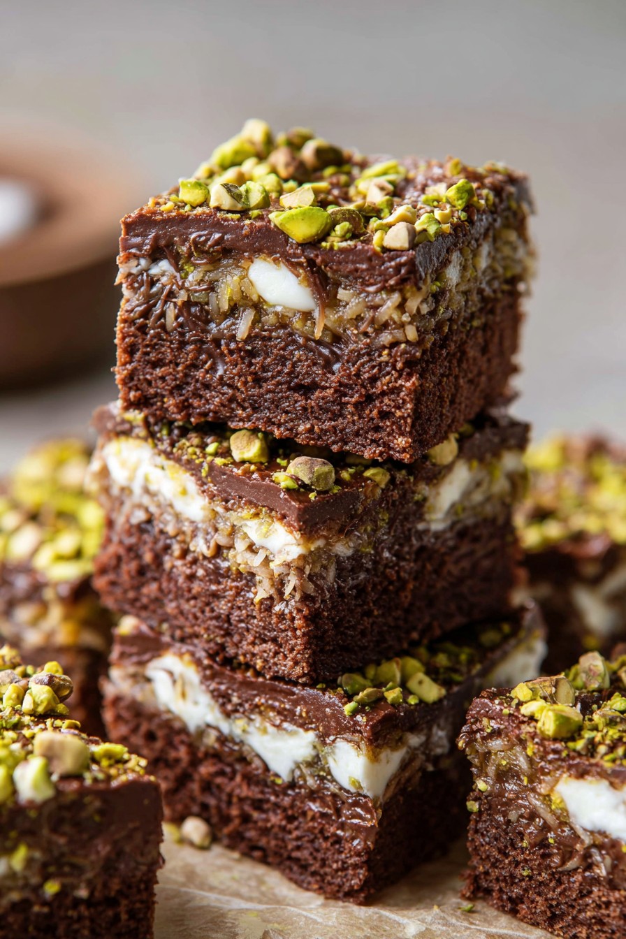 Pistachio Kunafa Brownies