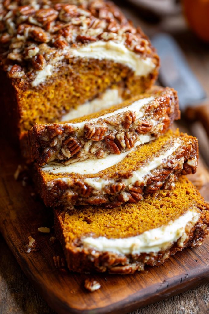Pumpkin Pecan Bread with Mascarpone Swirl: A Fall Delight