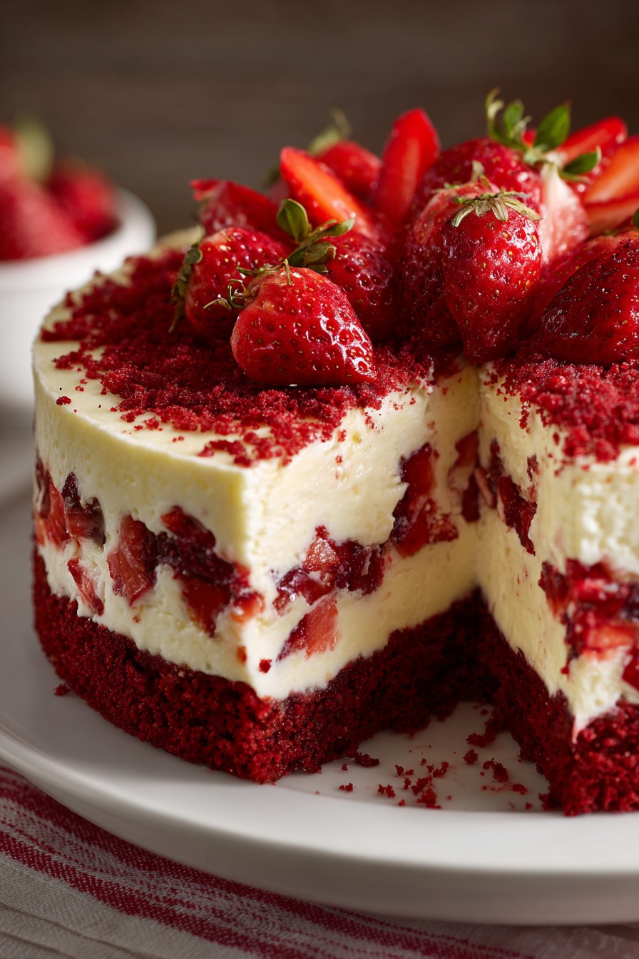 Red Velvet Strawberry Cheesecake