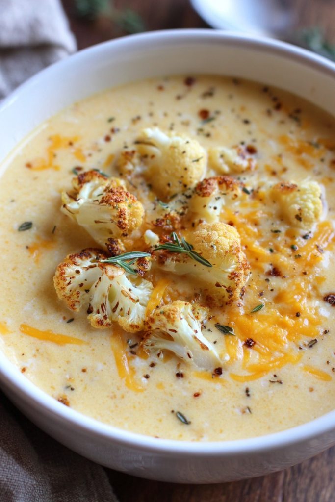 Roasted Garlic Cheddar Cauliflower Soup: A Creamy Dream Come True